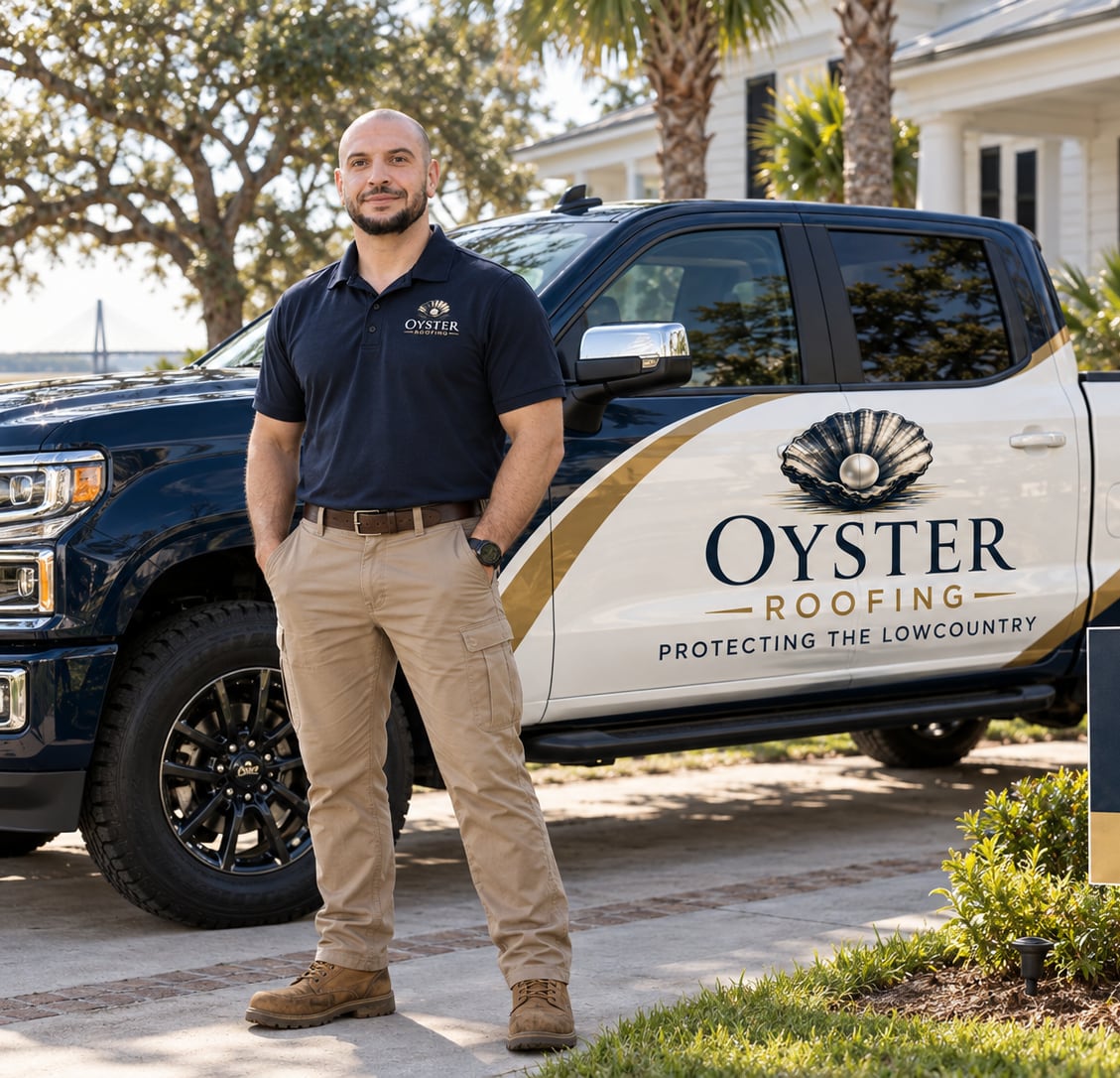 Jeff Ramsden with the Oyster Roofing truck